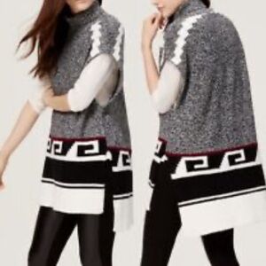 Loft | Tribal Sleeveless Turtleneck Tunic Sweater Size XS/S